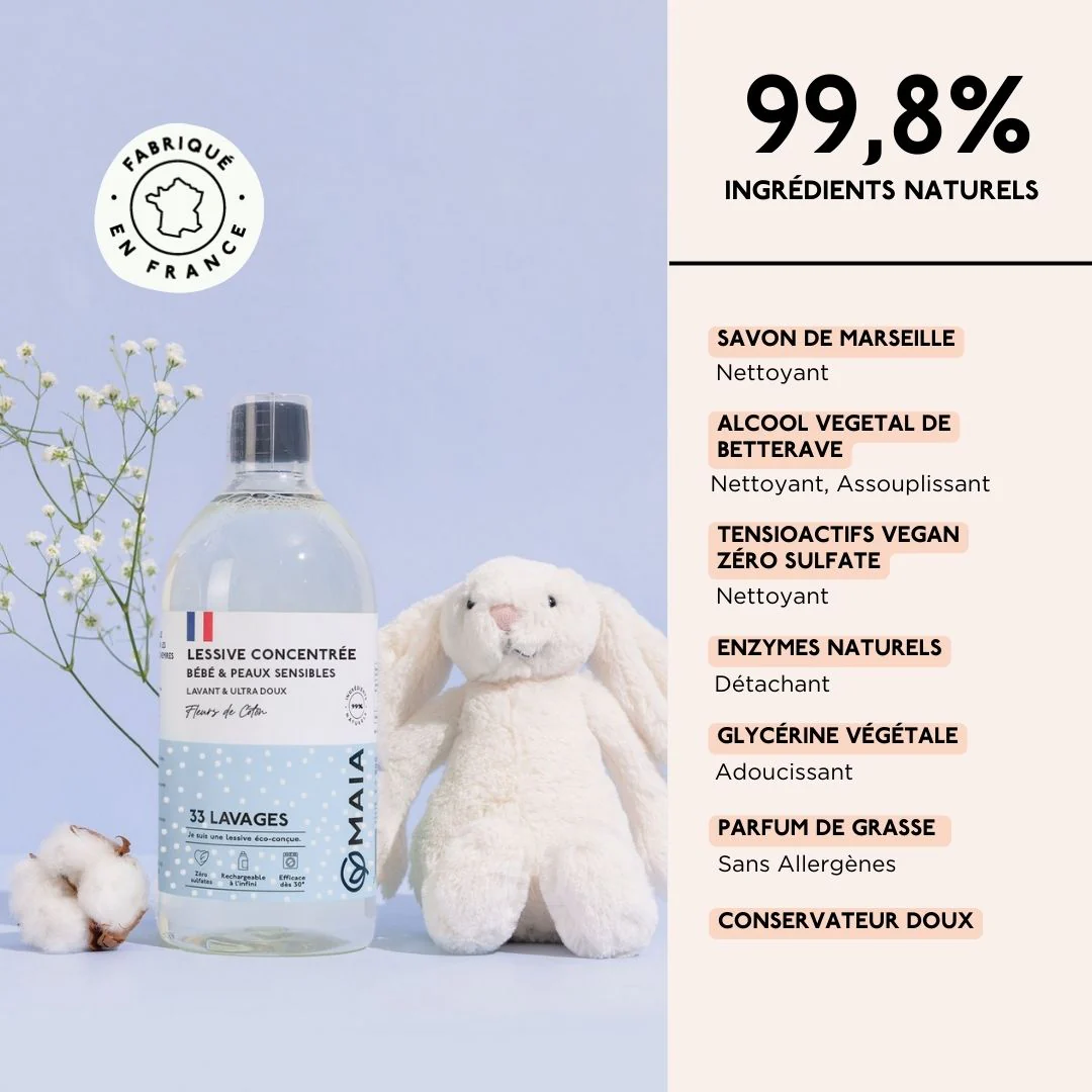 Lessive Bébé & Peaux Sensibles Fleurs de coton 33 Lavages - Image 3
