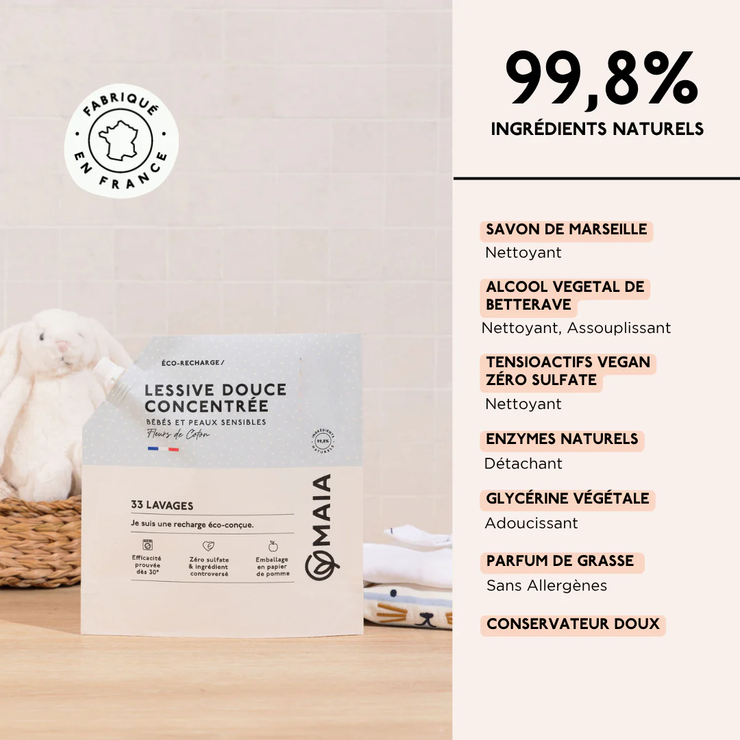 Duo Lessives Bébé & Peaux Sensibles Fleur de Coton - 66 lavages - Image 3